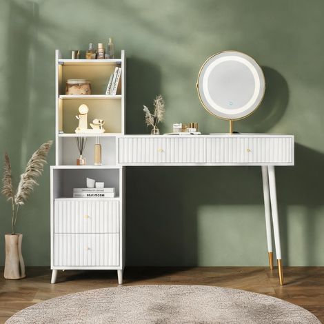 Coiffeuse avec miroir LED et rangements pour chambre (1/5)