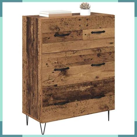 881495 Buffet Meuble Bas 69,5x34x90cm Bois Ingénierie Fer Bois Ancien Avec Tiroir Charge 60kg (1/5)
