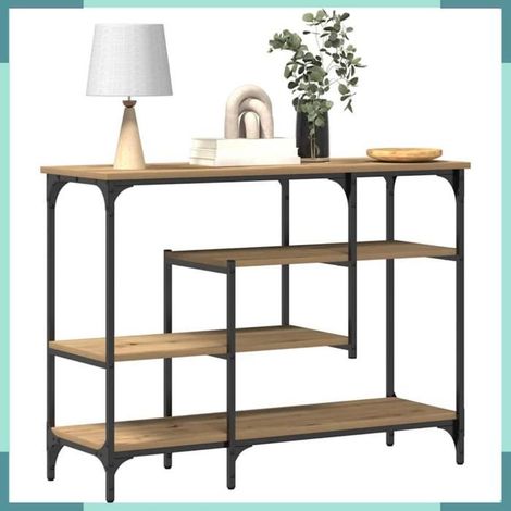 Table Console - 863560 - Chêne artisanal - Avec étagère - 100 x 35 x 75 cm (1/5)