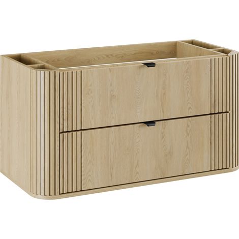 Meuble sous vasque suspendu OVALIA - 2 tiroirs chêne 100 cm (1/5)