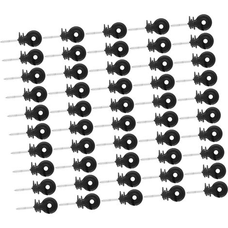50 pièces anneaux à visser noirs isolateurs pour clôture électrique, accessoires pour poteaux en bois (1/5)