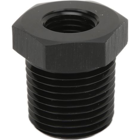 Reduzieradapter 1/4" NPT Außengewinde auf 1/8" NPT Innengewinde, Aluminiumlegierung, Kfz-Zubehör, schwarze Ausführung.