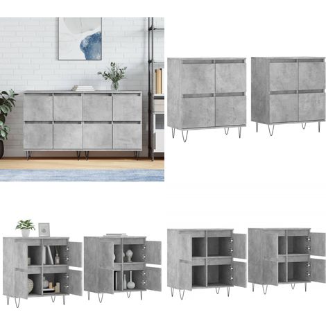 Sideboards 2 Stk. Betongrau Holzwerkstoff - Sideboard - Wohnzimmermöbel - Holzmöbel - Grau - Stauraum - Home & Living (1/5)