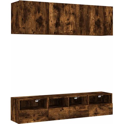 Maison Exclusive - 5-tlg. Wohnwand Räuchereiche Holzwerkstoff