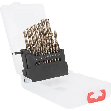 Coffret de 19 forets hélicoïdaux M35 en cobalt pour le perçage de l'acier inoxydable, du métal et du bois (1 à 10 mm). (1/5)