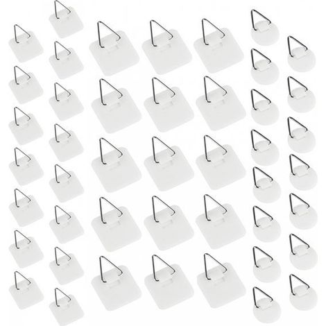 45 Pièces - Crochets d'Accrochage Autocollants - Petits Crochets d'Accrochage - Crochet Mural - Crochets pour Cadres - Plastique - Wit - 3.23.2cm - Crochets d'Accrochage - Crochets pour Cadres Photos (1/5)