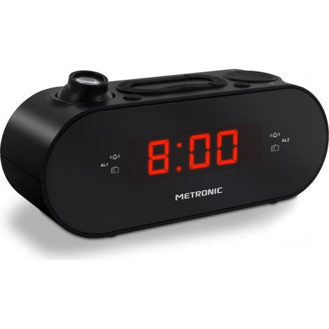 Radio-réveil FM projection double alarme - noir (1/5)