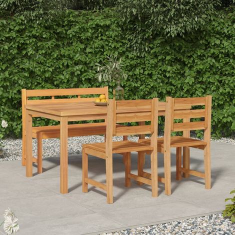Ensemble à manger de jardin 4 pcs-Salon de jardin Bois de teck massif 667640 (1/5)