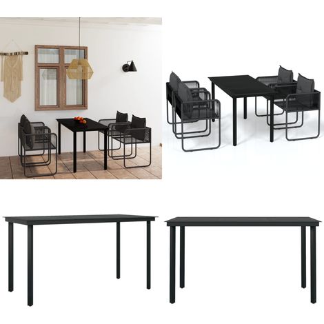 Ensemble à manger de jardin 5 pcs Noir - Ensemble de repas extérieur - Table de jardin
