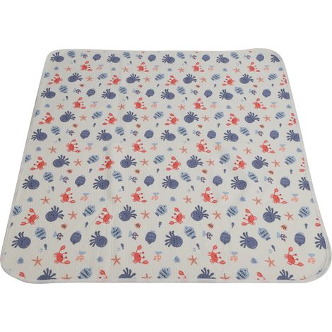Matelas à langer imperméable, lavable et respirant en coton, 80 x 100 cm, motif sous-marin (1/5)