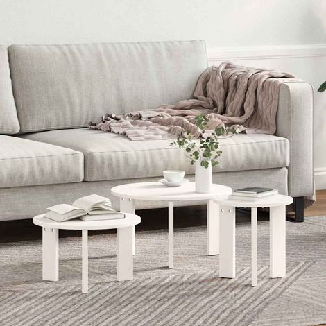 Table basse 3 pcs-Table Salon Blanc 47,5 x 47,5 x 27 cm Bois massif en pin 885981 (1/5)
