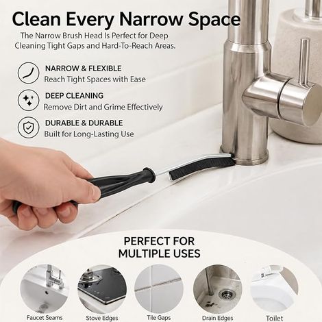 Brosse à Joints à Poils Durs de Nettoyage avec Poignée  Brosses Nettoyage Salle de Bain pour Brosse Nettoyage Nettoyer Les Coins et pour Cuisine Toilettes Douche Fenêtre (1/4)