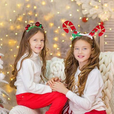 Serre-tête de Noël à paillettes, pompons Père Noël et sapin, accessoire cheveux festif pour enfants, cadeau de Noël et décoration du Nouvel An (1/5)