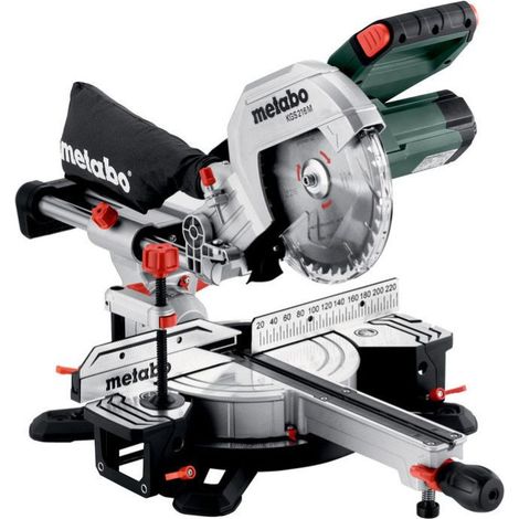 Metabo – Scie à onglets 216 mm – 1200W – Capacité de coupe 90°/45° 305x70 mm – Inclinaison de lame 47°/2° – Pour bois dur