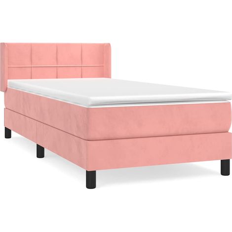 Maison Exclusive - Cama box spring con colchón terciopelo rosa 90 (1/5)