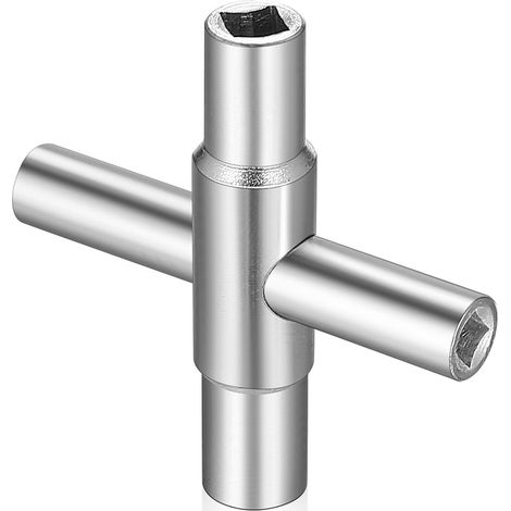 Cle Carre, 1 PcsClé Carrée Multifonction 4 Voies, Clé Universelle à 4 Pans 6,5/7/8/9 mm, pour Clé Ouverture Compteur Eau Compteur Electrique Boîte électrique Gaz Eau Boîte Armoires (1/5)