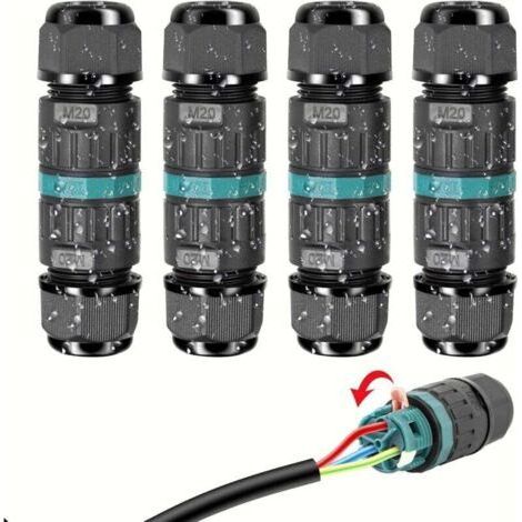 FENOPLASTICAConnecteur Électrique Étanches IP68 - Raccord de Cable 3 Fils Boîte de Derivation Étanche Éxterieur, Domino Etanche Boîte de Jonction pour Câble Ø 9 à 12mm (4 Pcs) (1/5)