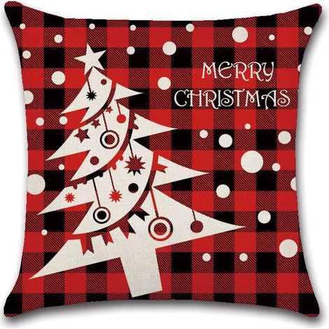 Taie d'oreiller de Noël,Maison Taie d'oreiller de Noël,Rouge 1 4 pièces (1/4)