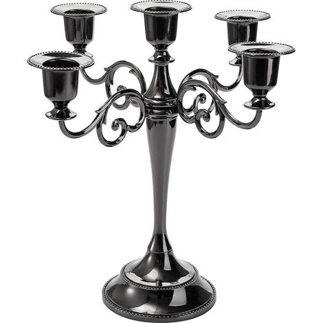 Candélabre à 5 bras, porte-bougie en bronze antique, pour bougeoirs coniques (1/5)