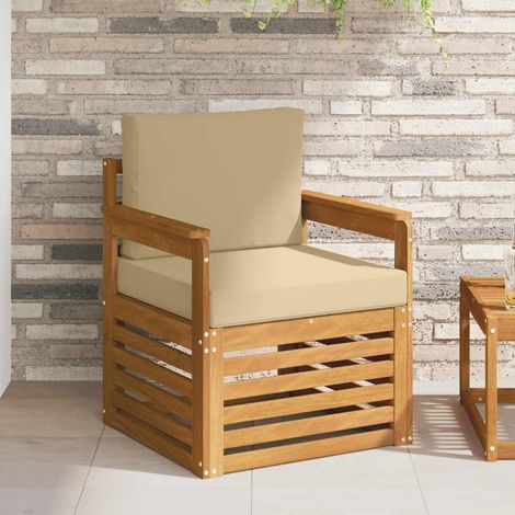 Outdoor-Sofagarnitur Massives Akazienholz und Polyester Natur