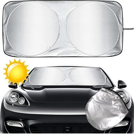 Pare-Brise-Soleil Pare Soleil Voiture,Pare-soleils Intérieur Pliable Pare Soleil Pare Brise,pour Voiture Anti UV et la Chaleur (Small), argent (1/4)