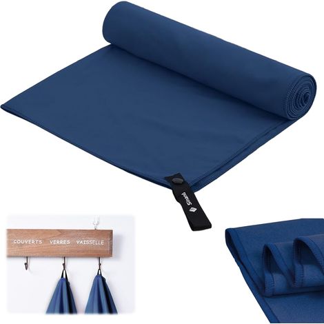 1 serviette en microfibre, 80 x 40 cm, séchage rapide, antibactérien, pour plage, sport et voyage (1/5)