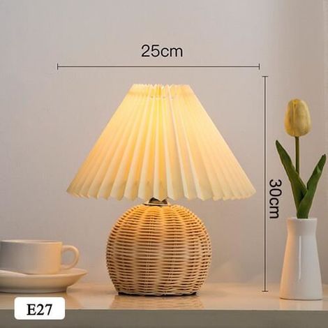 1 lampe à poser, céramique et bois massif, rotin & chanvre, design naturel, pour chambre ou salon