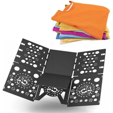 Tabla doblar camisas, Tabla plegable fácil, Tabla plegable Tabla plegable plástico resistente, Tabla guardar ropa fácil rápida, Negra, 5868 cm (1/5)