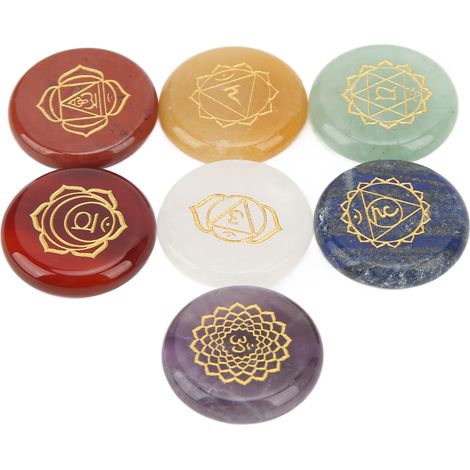 Pierres de chakra, pierres de guérison énergétique des sept chakras, pierres runiques d'aura, amulettes, décorations (1/5)