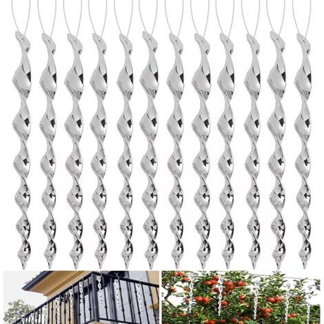 Ahuyentador de aves, paquete de 12 unidades, 30 cm, reflectante, ahuyentador de palomas, espiral reflectante de 360°, para casa, jardín, balcón, huerto.