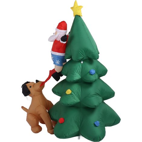 Aufblasbarer 1,8 m hoher Weihnachtsbaum mit Lichterkette, leisen Hochleistungslüftern, aufblasbare Weihnachtsdekoration für drinnen und draußen, Garten/Rasen, EU-Stecker 100–240 V (1/5)