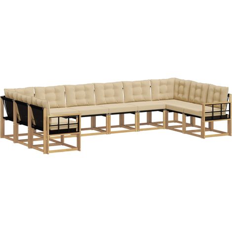 Set di divani da esterno 10 pz Bianco e Beige vidaXL (1/5)