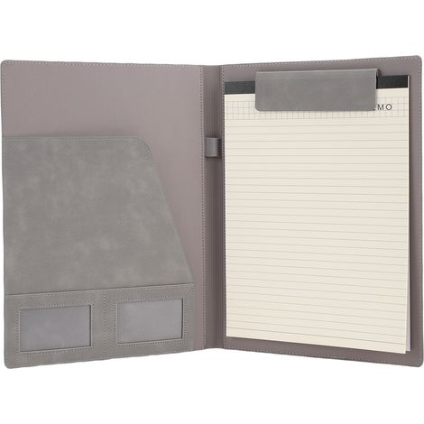 Dossier PU cuir 30 feuilles bloc-notes A4 – Organisateur documents entreprise école bureau gris 245x330mm (1/5)