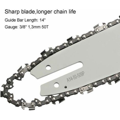 HONORNIC - Guide-chaîne & 4 Chaînes de tronçonneuses,Guide tronçonneuse 35cm,Chaînes de tronçonneuses à gouges carrées 3/8" 1,3 mm 50 maillons (1/4)