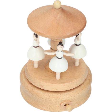 Boîte À Musique Ballerine En Bois Grain De Bois Figurine Danseuse Manivelle (1/5)