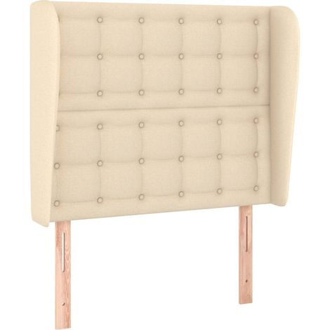 Maison Exclusive - Cabecero con orejas de tela color crema 93x23x (1/5)