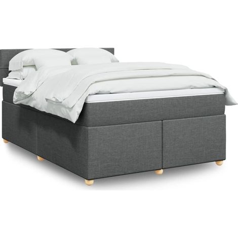 Boxspringbett mit Matratze Dunkelgrau 140x190 cm Stoff