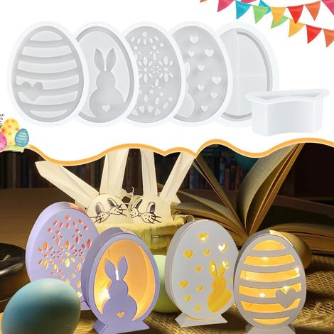 Silikonformen Ostern Hase & Ei 6er Set für Gießharz, Gips & Kerzen