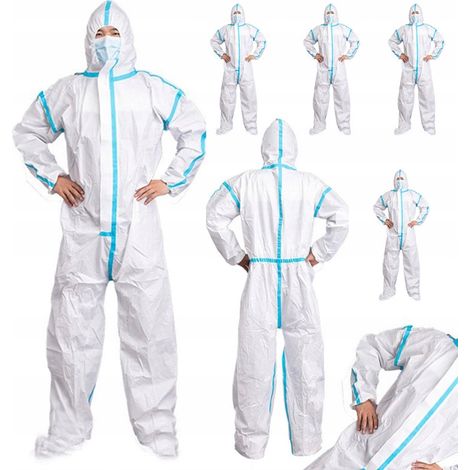 Set di 5 Tute Monouso per Pittura – Protezione Avanzata 185 cm  Materiale Traspirante  Uso in Ambienti Contaminati e Ristrutturazioni