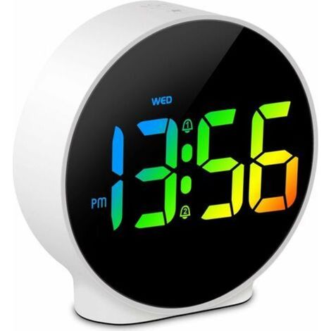 Horloge numérique LED compacte avec affichage du jour de la semaine, 2 réveils programmables, fonction snooze, luminosité réglable – Design moderne et minimaliste (1/5)
