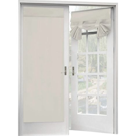 Lot de 2 rideaux pour porte-fenêtre, dos autocollant, blancs, 66 x 203 cm (1/5)