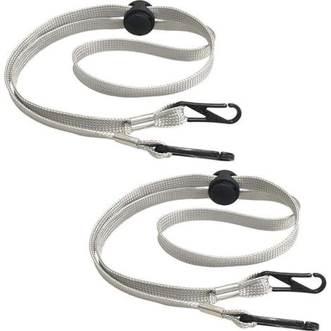 Lot de 2 sangles nylon grises réglables et résistantes avec capuchon, mousqueton amovible flexible, cordon de sécurité pour golf, bateaux, voile et sports outdoor. (1/5)