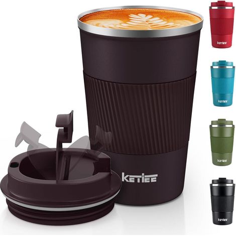 KETIEE Kaffeebecher to go 380ml Thermo Doppelwandig Reisebecher Braun (1/5)