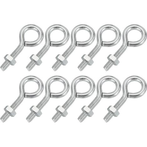Pitons À Œil M4x20mm Acier Carbone Argenté 10 Pcs Avec Écrou (1/5)