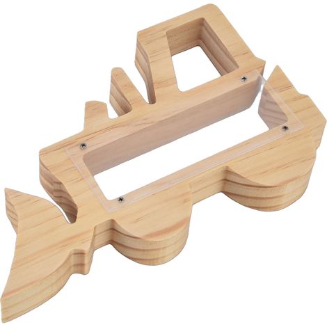Tirelire pour enfants, mignonne tirelire en bois transparent en forme de chariot élévateur, ajourée et recyclable, idéale pour la décoration intérieure. (1/5)