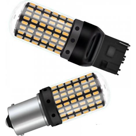 Lot de 2 ampoules LED jaunes compatibles avec les modèles 3157, P27-7W et T25 (Canbus). (1/2)