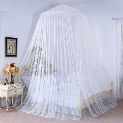 Mosquitera universal blanca tipo cúpula de 60 x 250 x 1200 cm, fácil instalación, ideal para el hogar o las vacaciones.
