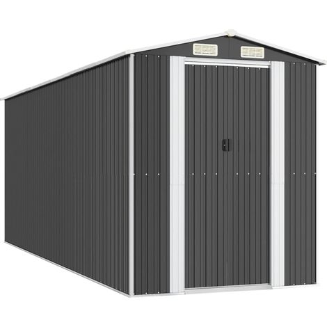 Casetta da giardino casetta ripostiglio casetta da esterno casetta per attrezzi robusta 192 x 523 x 223 cm acciaio zincato antracite 020022200