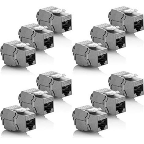 12x Module Keystone CAT 6a Jack - Blindé STP Connecteur RJ45 Installation Snap-In Montage Câble Brut CAT 500Mhz 10GBit/s