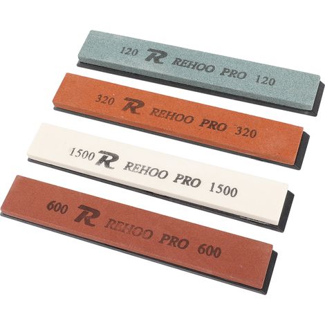 Lot de 4 pierres à aiguiser pour couteaux, grains 120, 320, 600 et 1500, pour ciseaux, ciseaux à bois et haches (1/5)